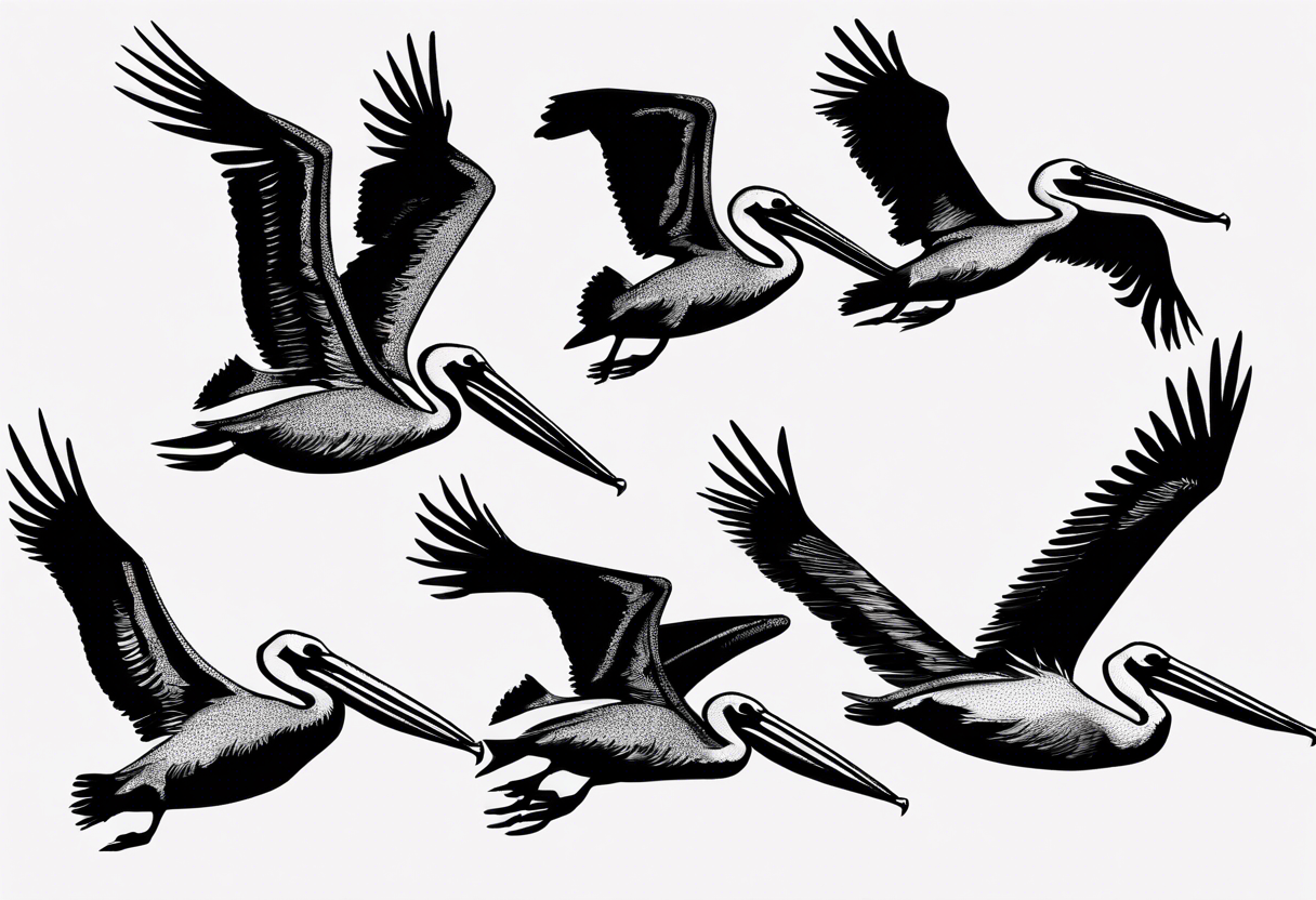 Pelican silhouette series in flight tattoo idea