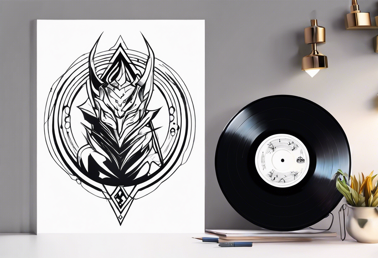 Vinyl music record + Fantasy + Warrior tattoo idea