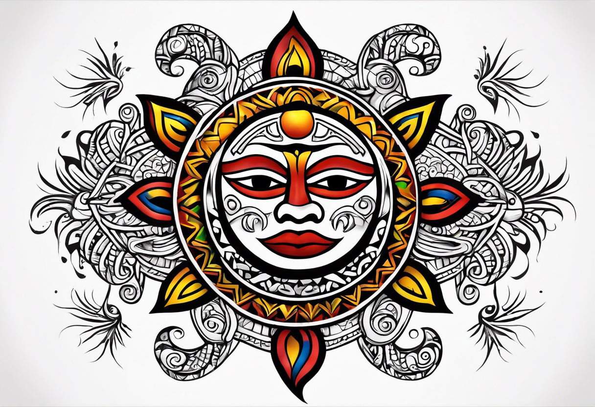 Puerto Rican taino tribal sun tattoo idea