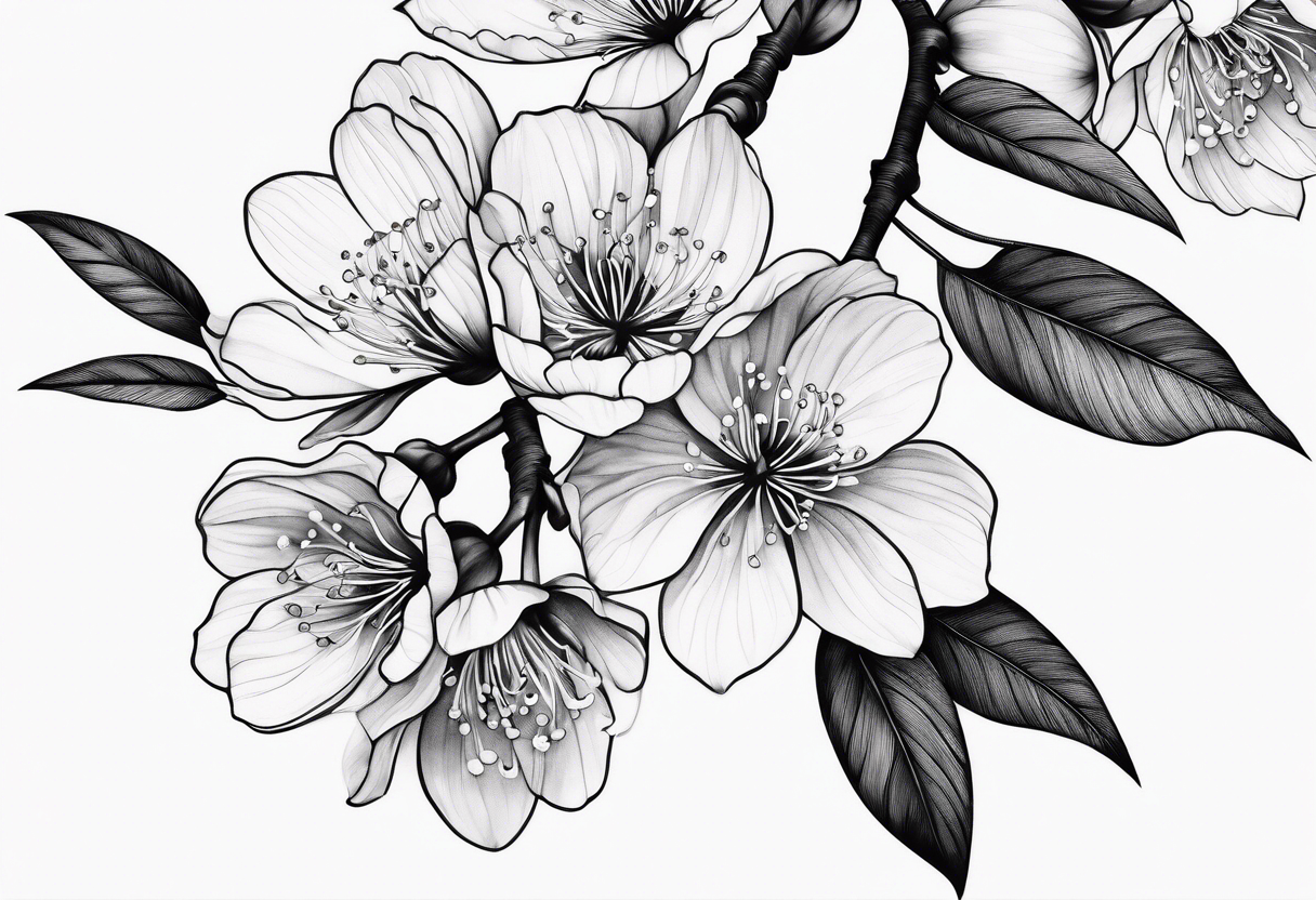 Minimalist Cherry blossom leaves tattoo idea