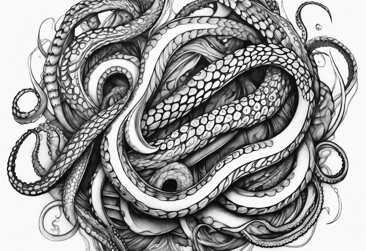 natural real entwined tentacles tattoo idea