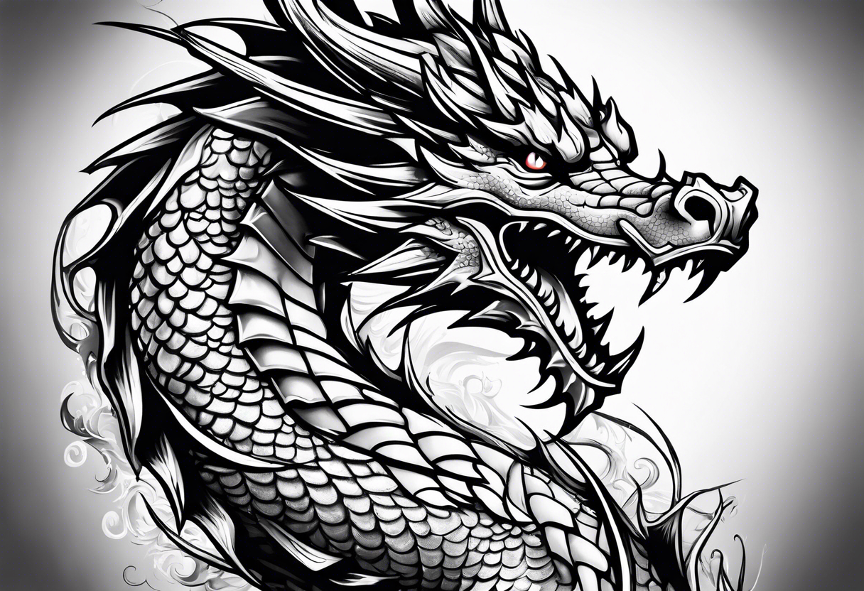 dragon with metal armor tattoo idea