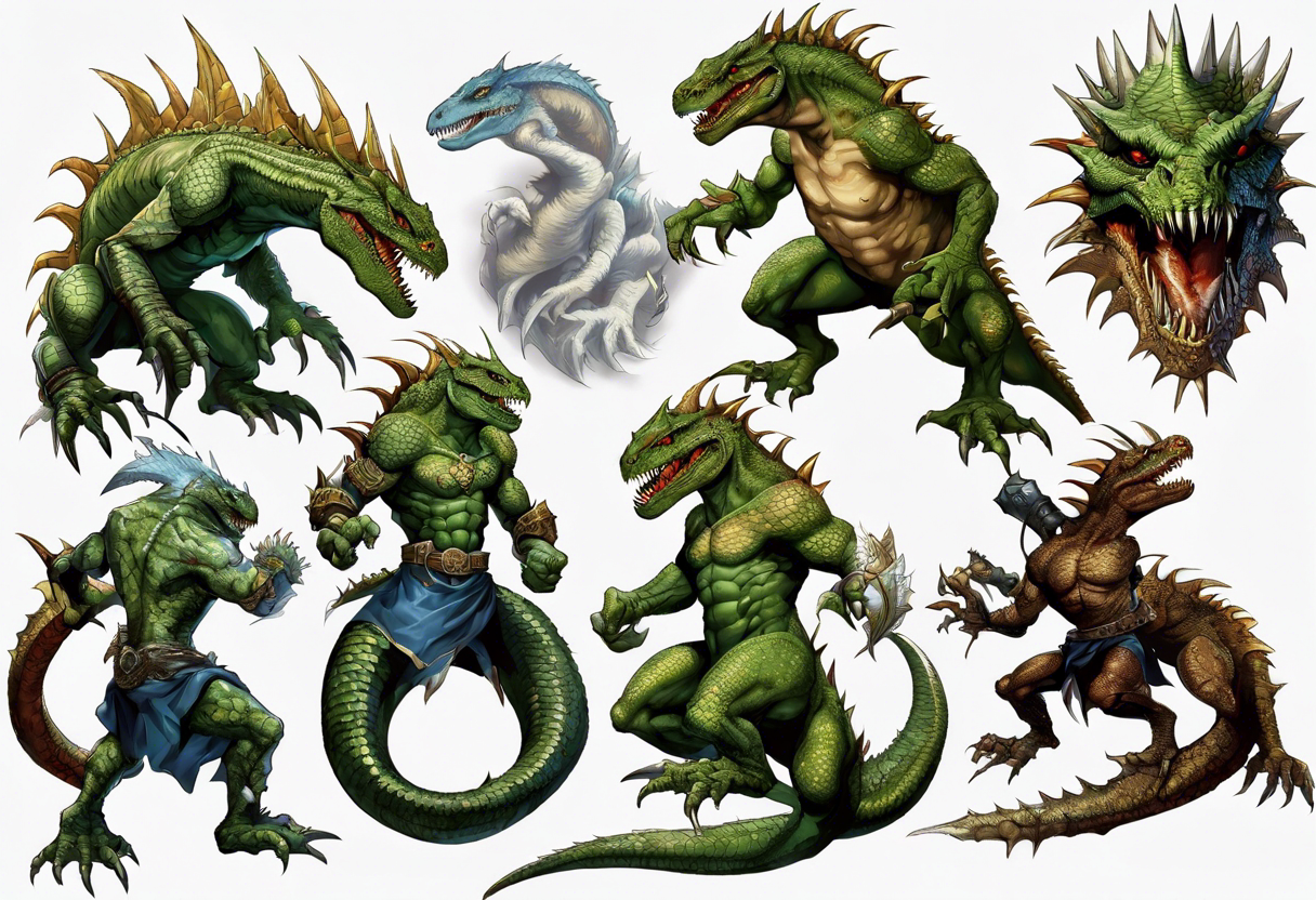 full heroes of might and magic 3 lizardman, happy and nice looking tattoo idea