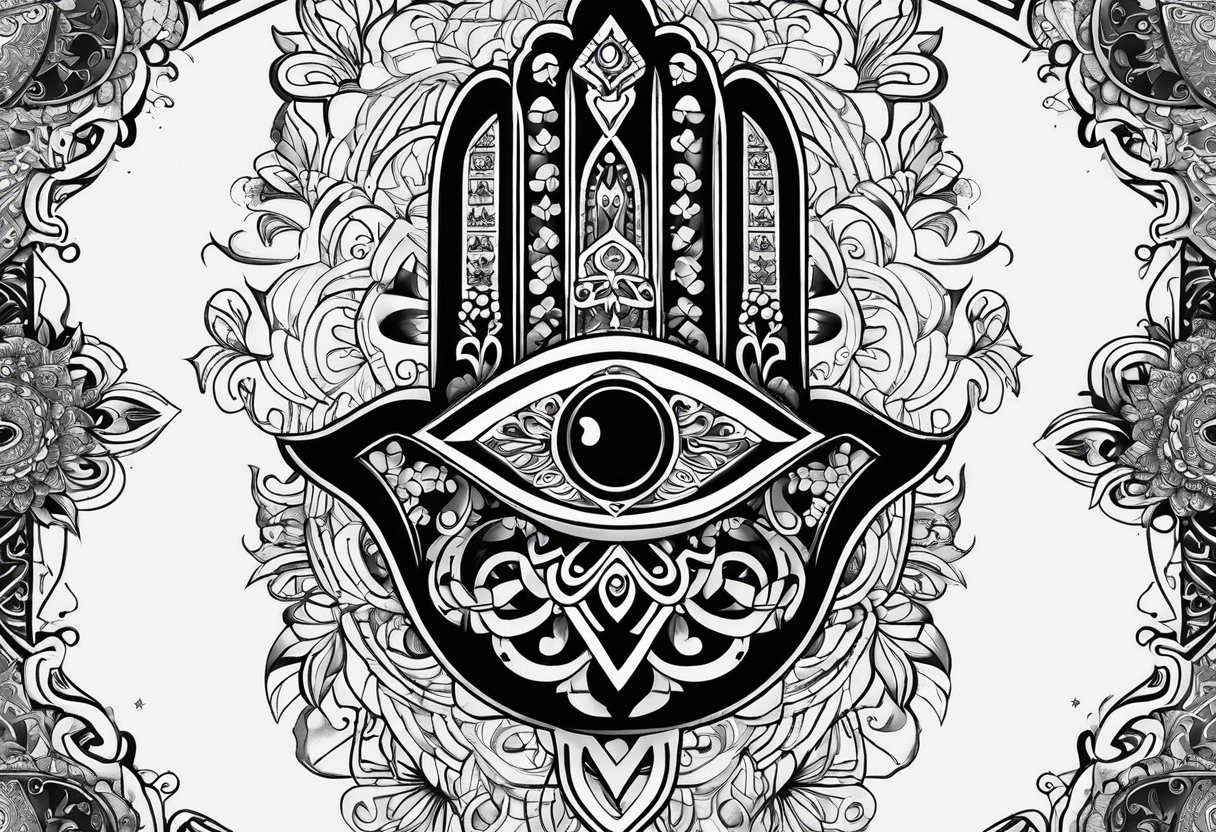 Hamsa, evil eye and ankh tattoo idea