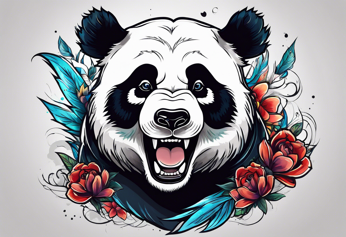 Panda shouting tattoo idea