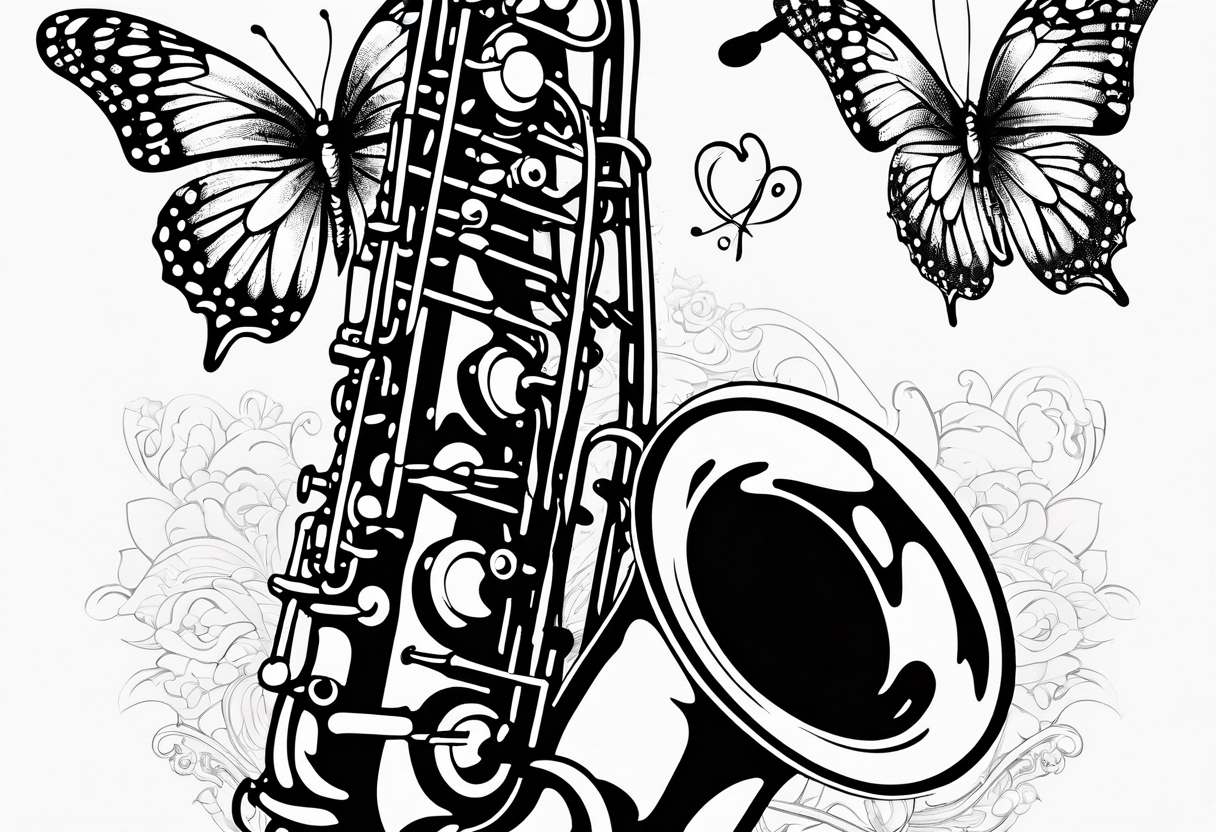 Saxophone, butterfly, rainbow, sonic tattoo idea