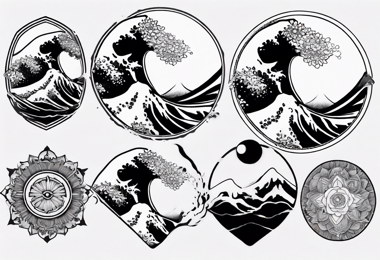 The great wave off kanagawa mixed with a mandala design tattoo idea