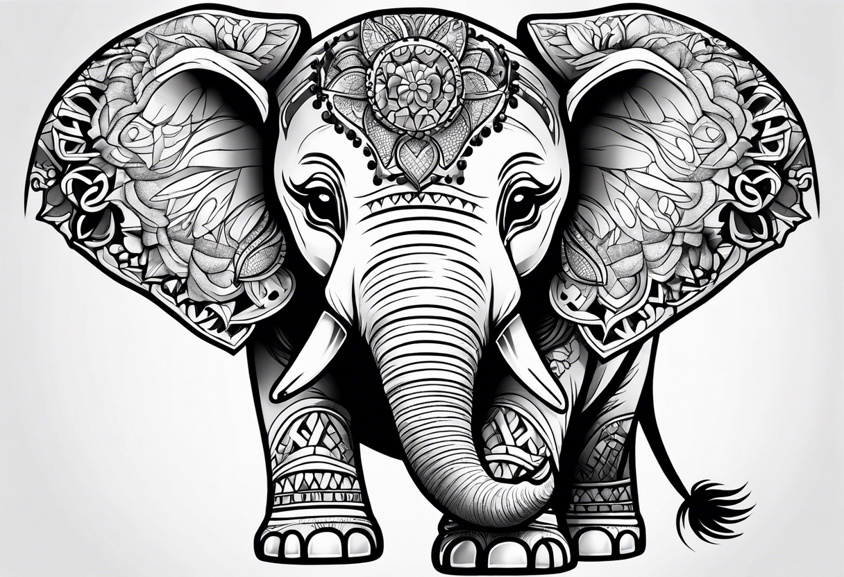 Fierce baby elephant tattoo idea