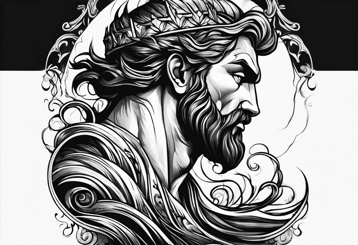 Poseidon side profile tattoo idea