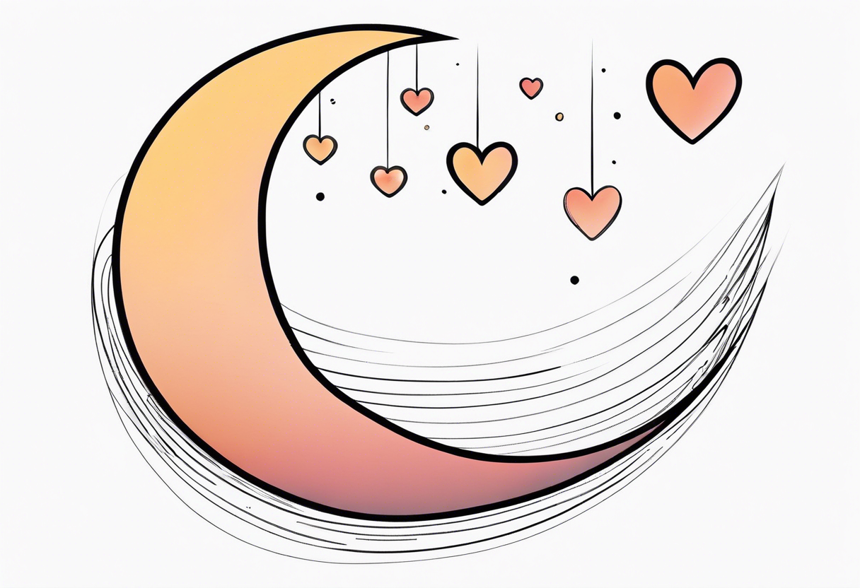 Crescent moon with a love heart inside tattoo idea