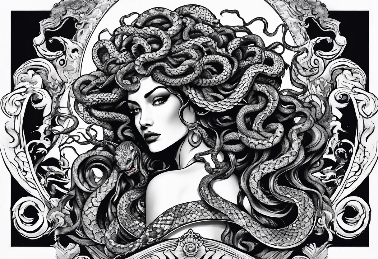 Medusa gorgon, snakes instead of hair, like stone tattoo idea