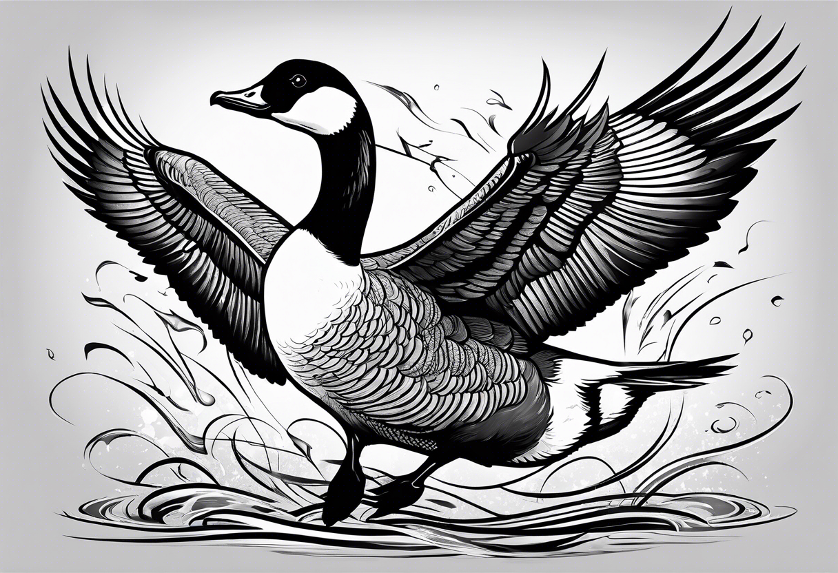 canadian goose fighting and hissing and flying tattoo idea