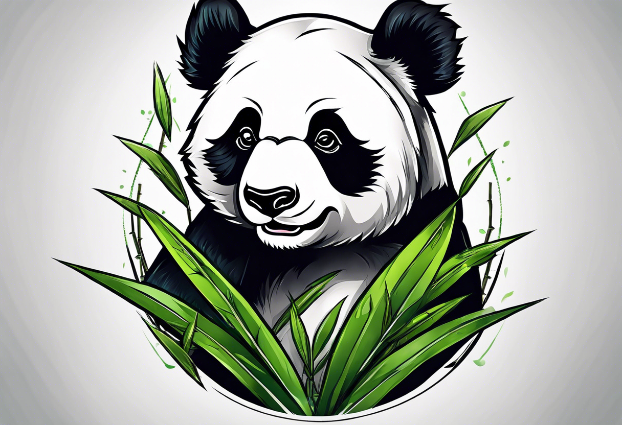 Cute panda only face with bamboo tattoo idea