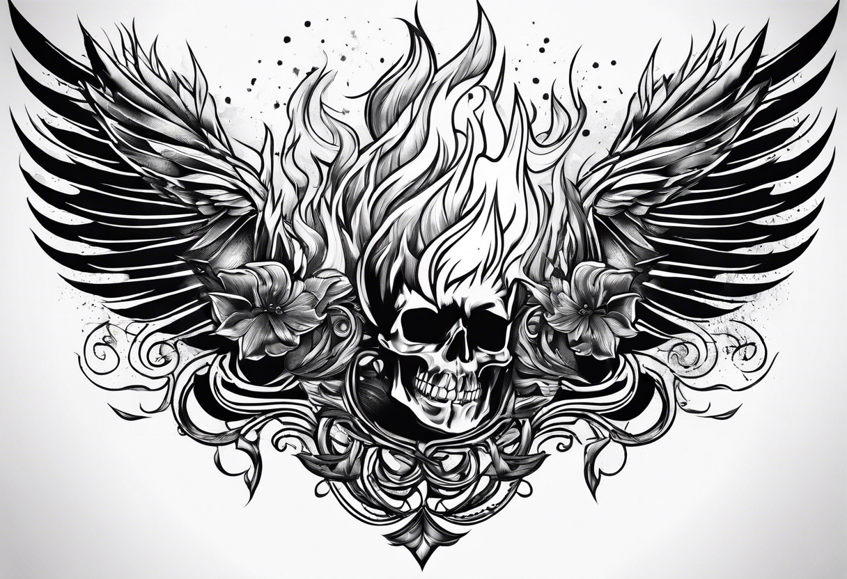 fire and lightning on hand tattoo idea