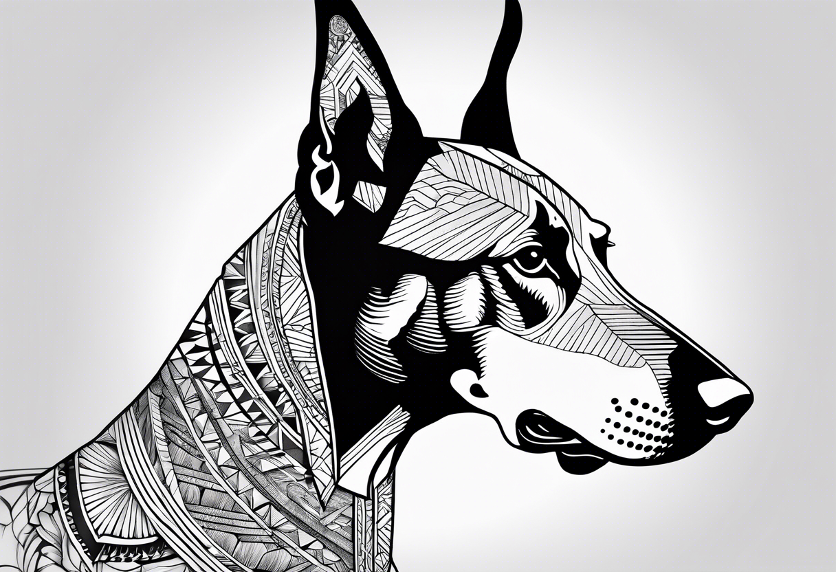 tropical egyptian dobermann tattoo idea