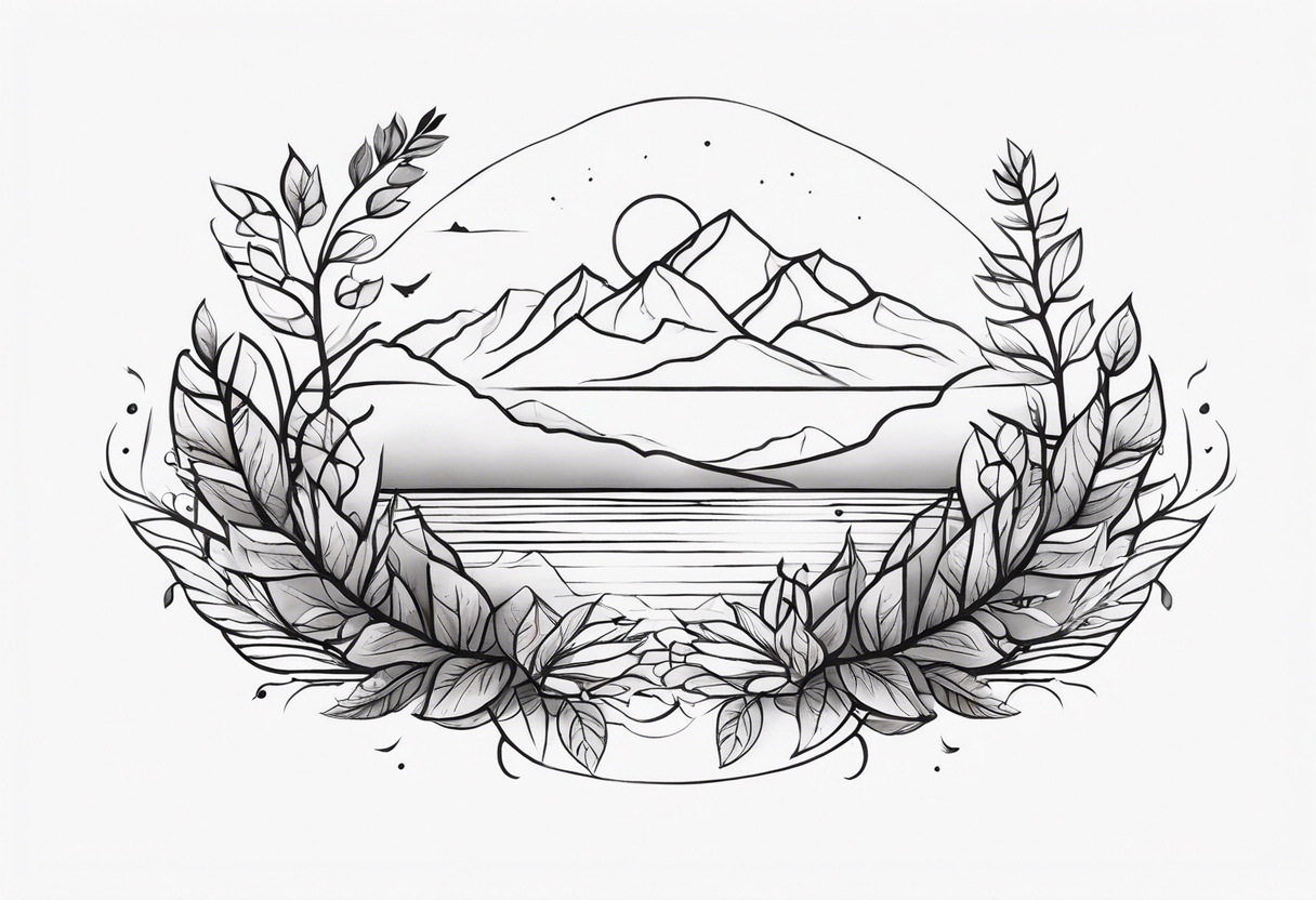 Horizontal tattoo inspired by nature that will go across thigh tattoo idea