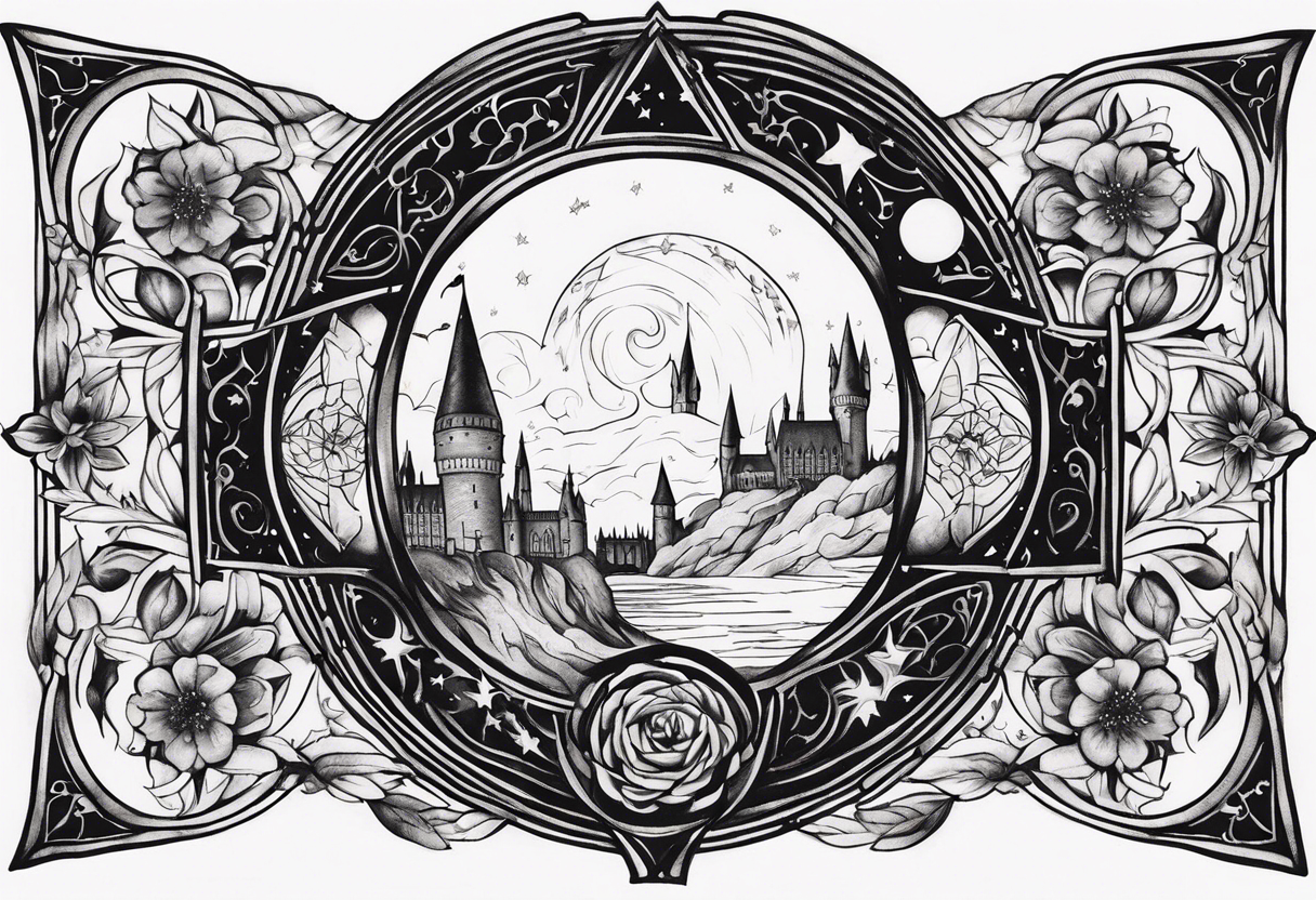 Harry Potter theme tattoo sleeve tattoo idea