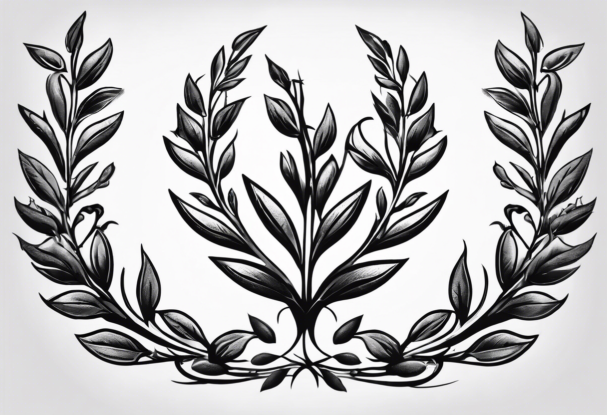 An olive branch wrap for the forearm that converts into a thorn crown at the bottom tattoo idea