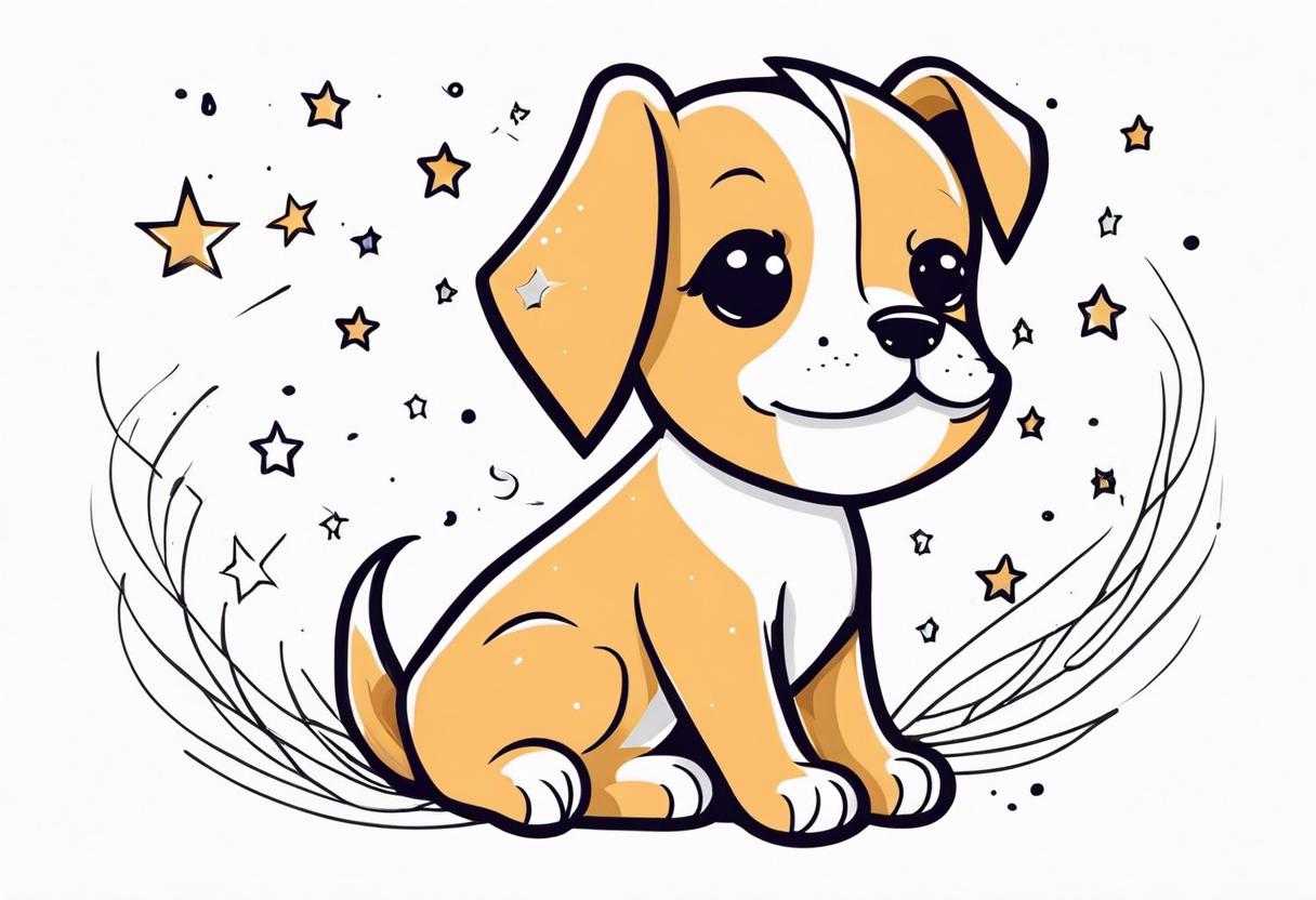 Cute puppy and stars tattoo idea