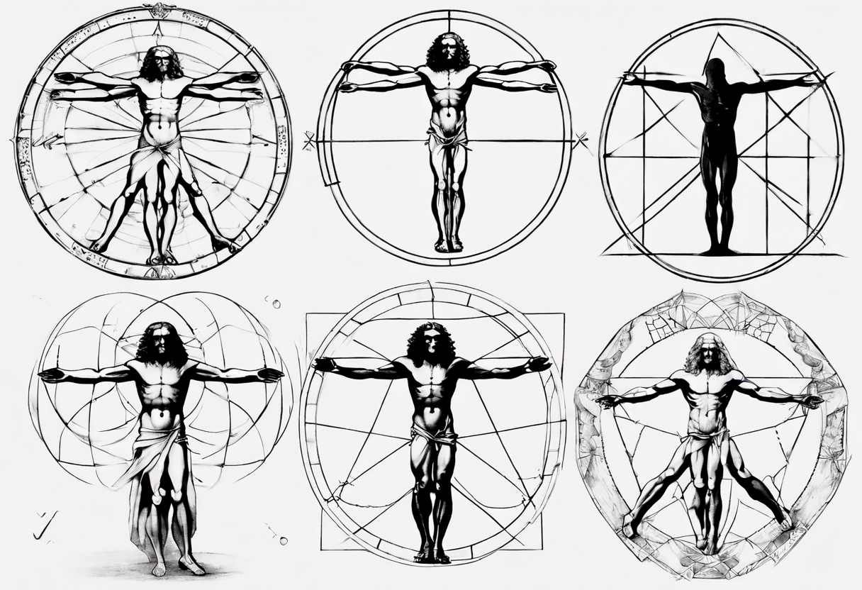 Leonardo da Vinci, Vitruvian man with emphasis on geometry tattoo idea