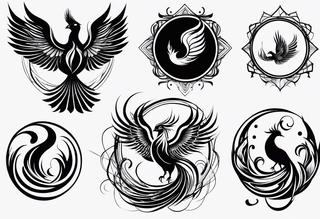 Rebirth symbol and knot and a phoenix. Simple but abstract tattoo idea