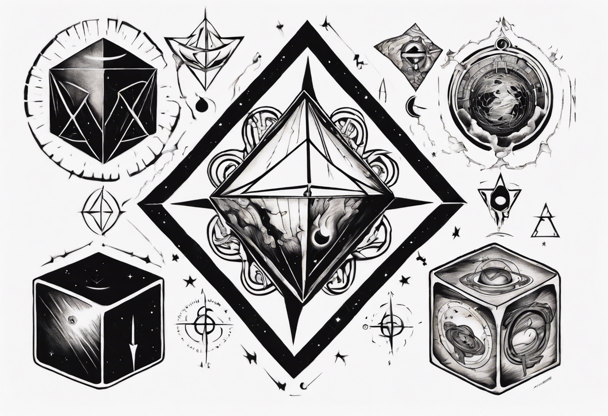 atlas baring black-cube of saturn upon, Occult esoteric tattoo idea