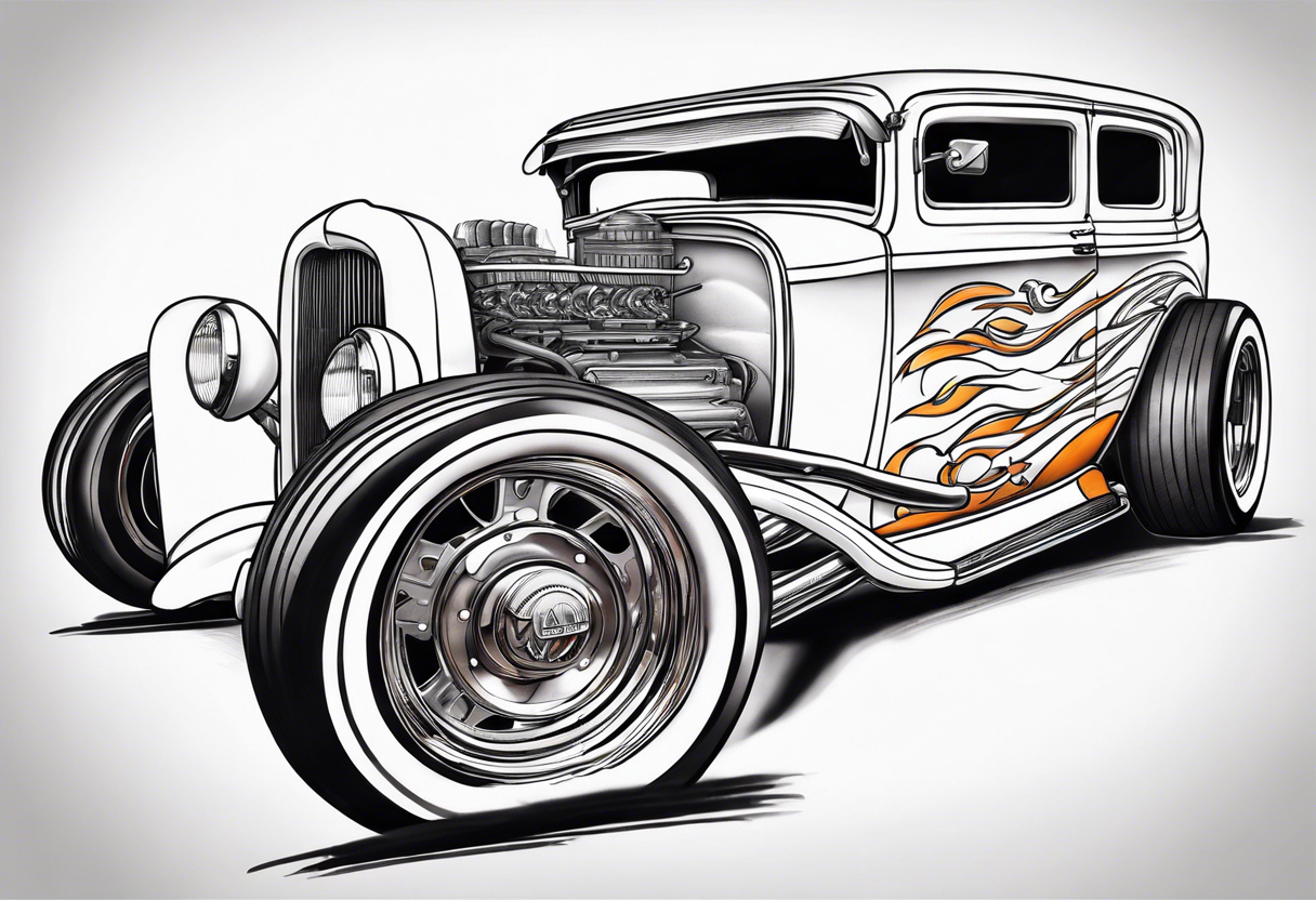 Orange hot rod tattoo idea