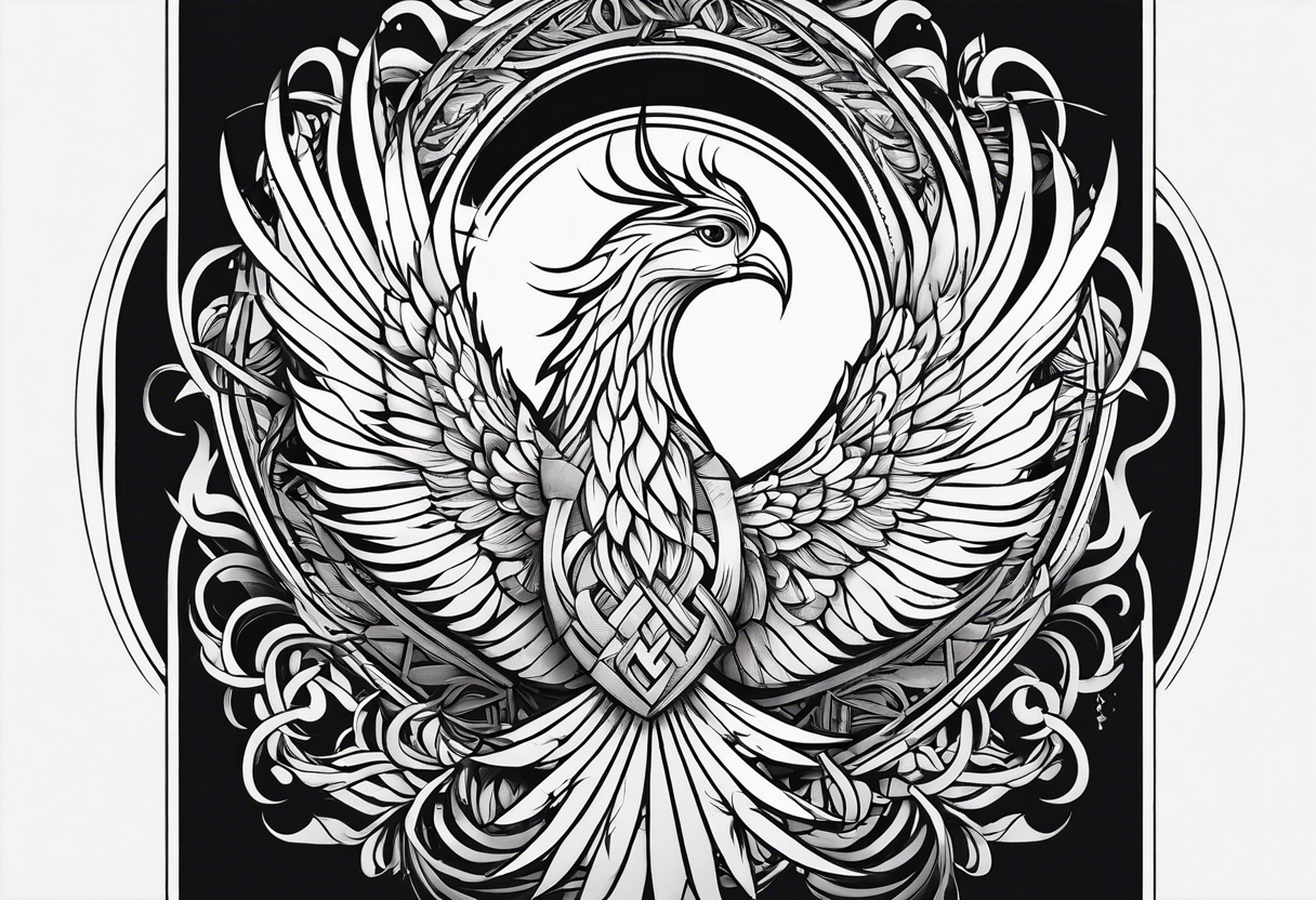 Rebirth symbol and knot and a phoenix. Simple but abstract tattoo idea