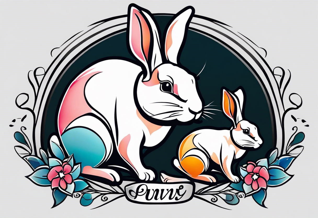 Mum and baby bunny tattoo idea | TattoosAI