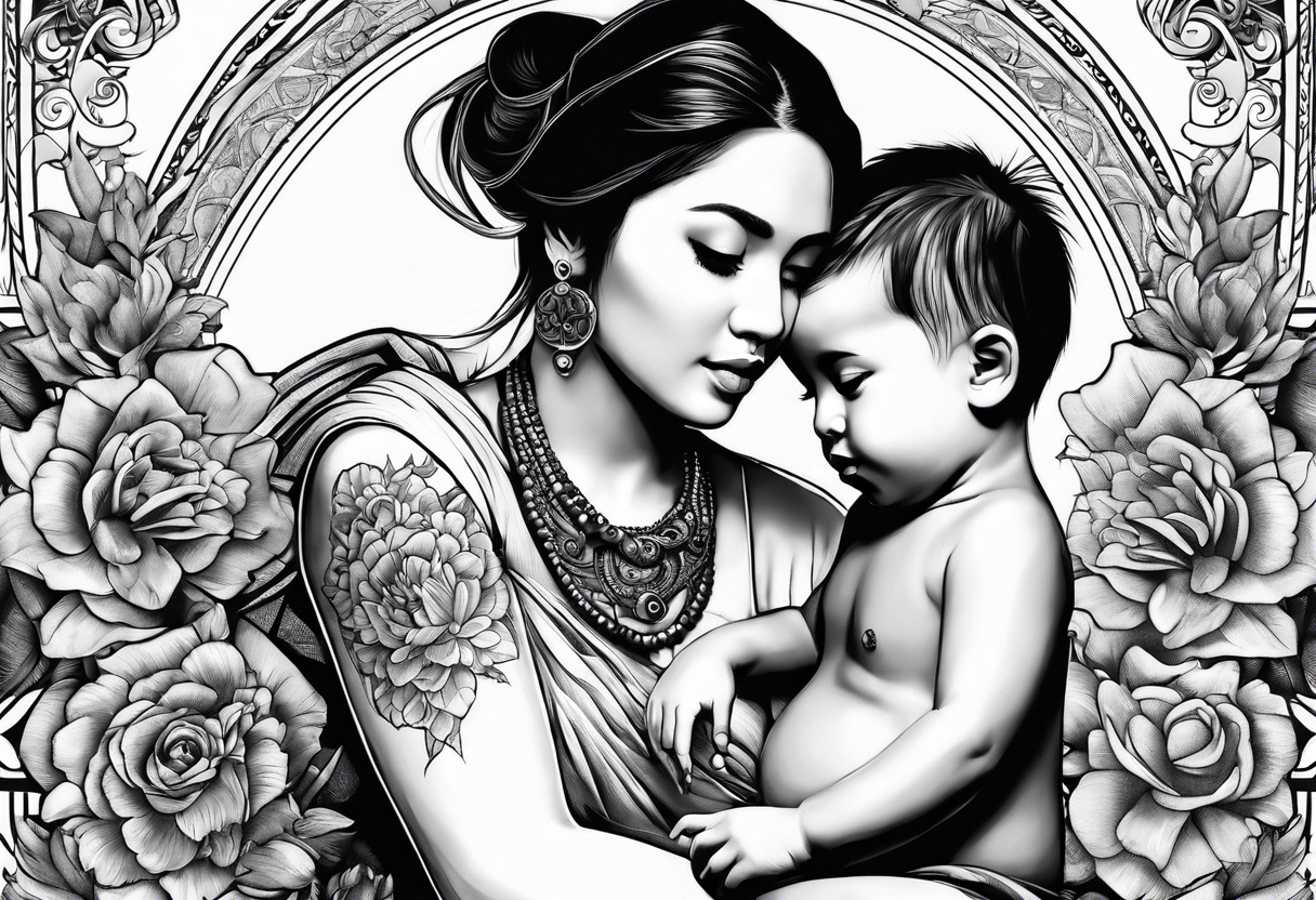 Monn with a child sitting on it tattoo idea