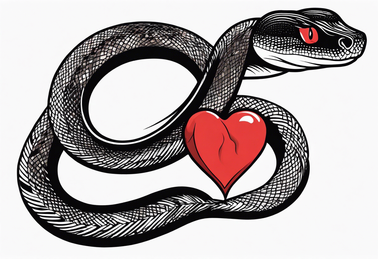 a snake who has swallowed a heart tattoo idea