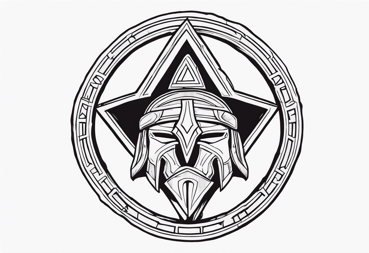 Ancient spartan in a trinity symbol tattoo idea