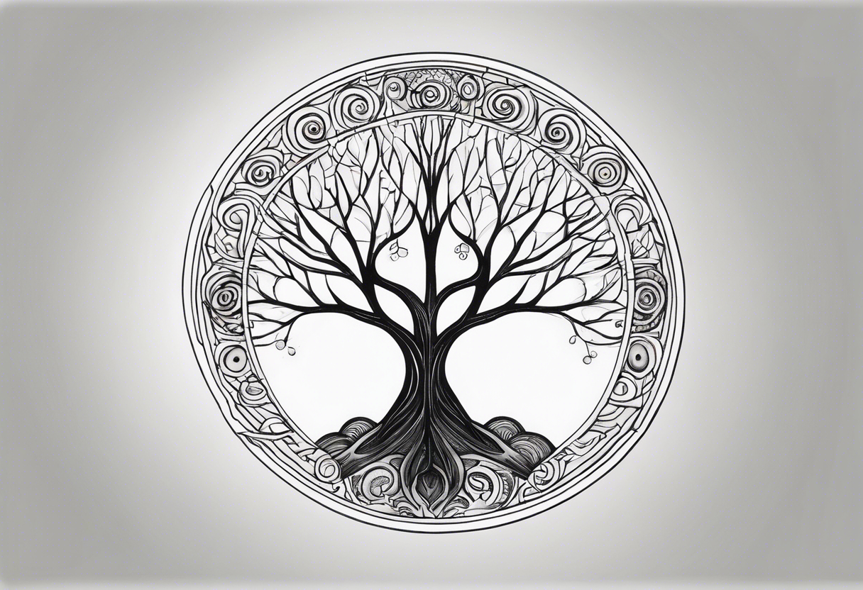 Tree with round symbol at the nottom tattoo idea