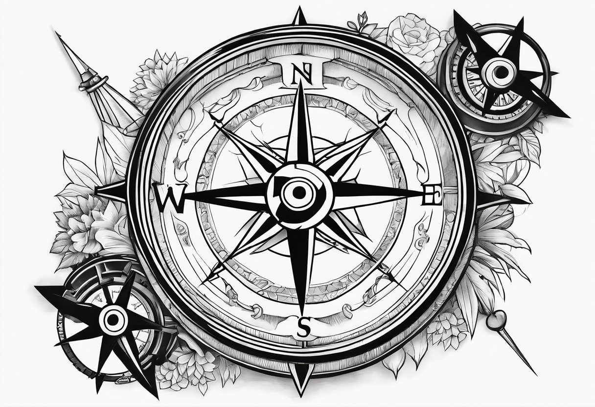 I want a compass combine with Mugiwara Luffy tattoo idea