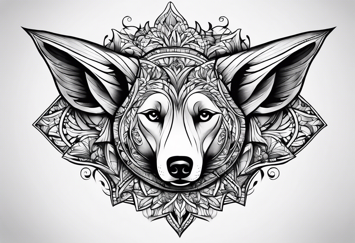 pointed dog ears tattoo idea