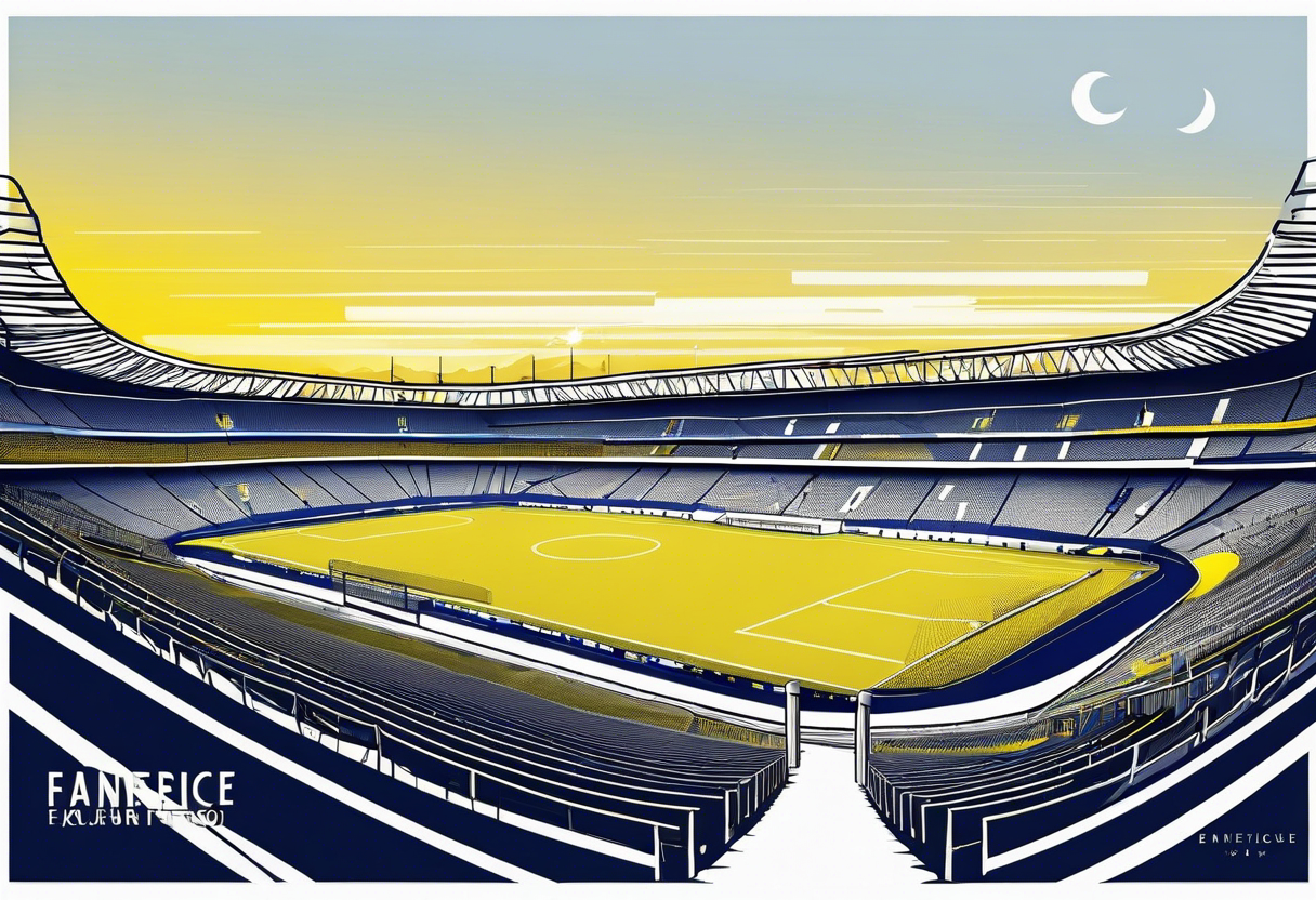Fenerbahce stadium with blue details and over them a big yellow canary tattoo idea