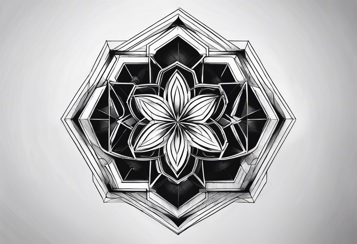 nuclear reaction hexagon black and white tattoo idea