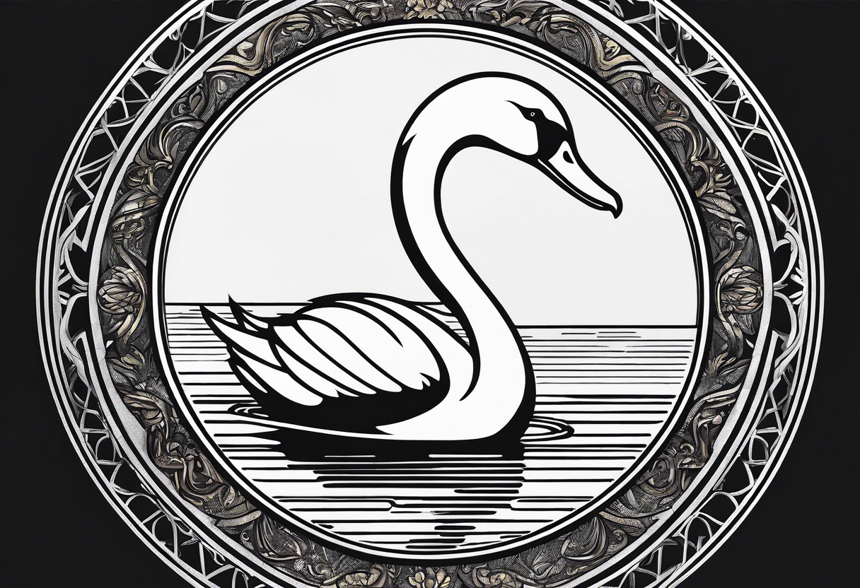 Swan of Dol Amroth, Minimalist Logo, Extreme Minimalism, Line Art, Golden Ratio, No Details, No Frame, No Shade, Solid Thin Black Lines Only tattoo idea