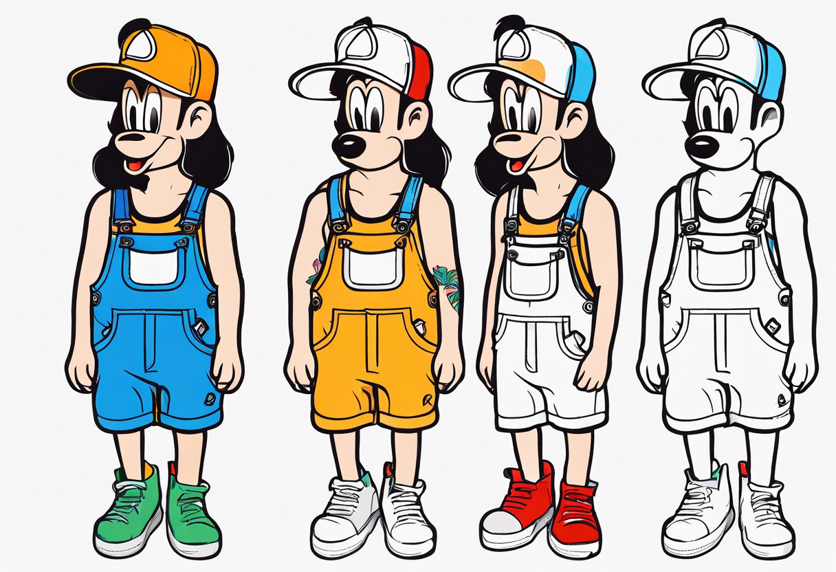 minimalstic goofy outlined overalls-shorts. Thin lines. tattoo idea