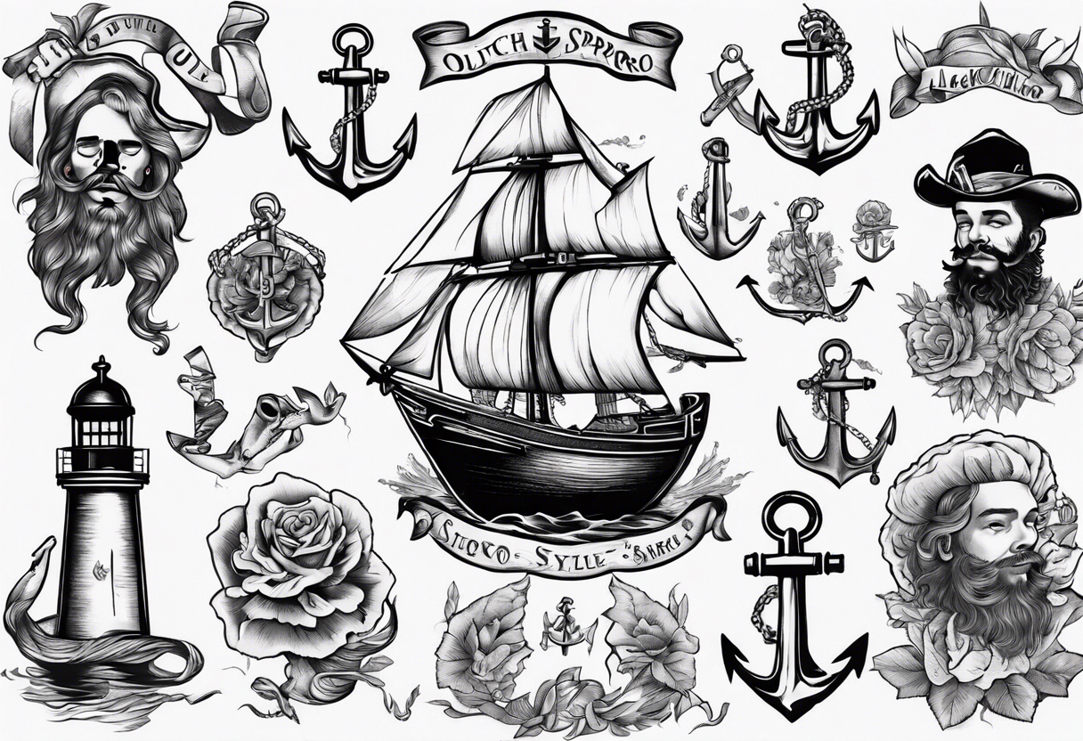 S.A.V.I 3D Temporary Tattoo Anchor Design Size 10.5x6cm - 1pc, Navy Blue