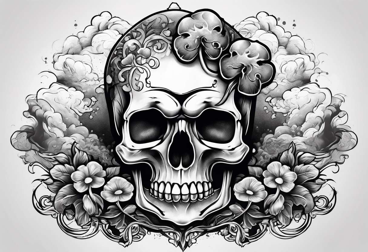 Skull with mushroom cloud tattoo idea