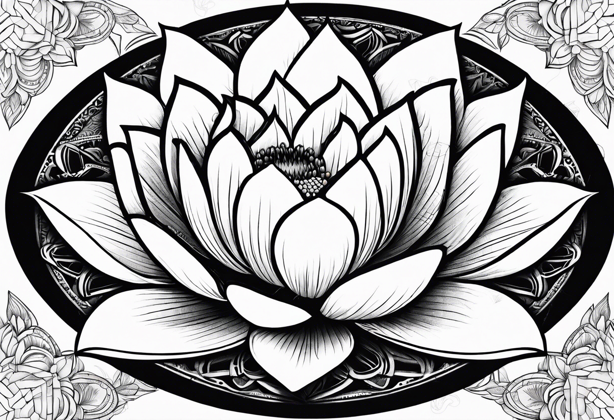 Lotus flower mandala with fine lines tattoo idea