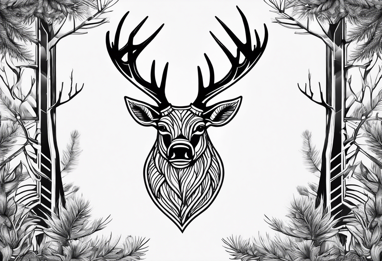 antler fir tree tattoo idea