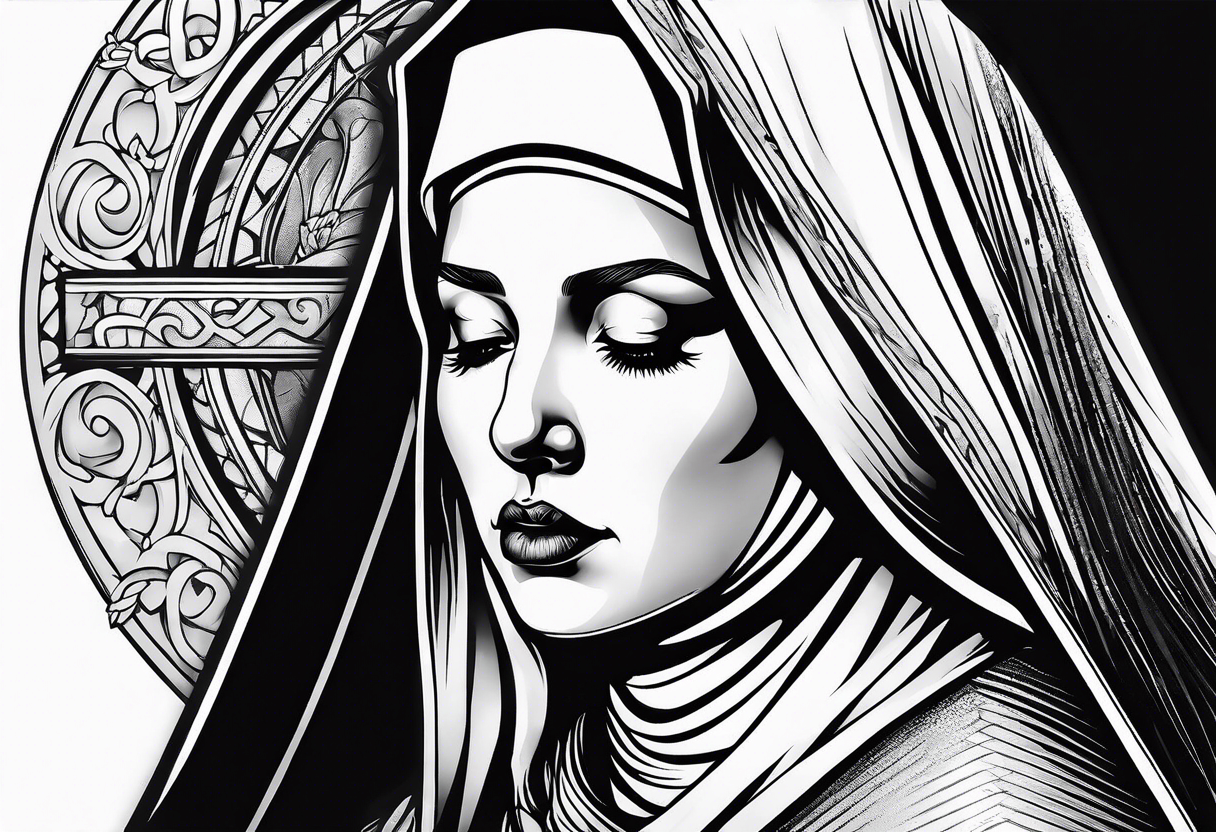 Crying nun tattoo idea