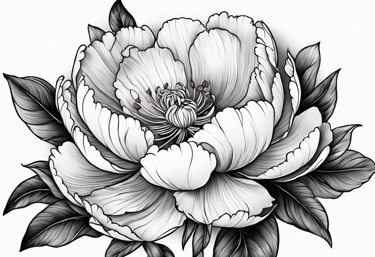 single peony flower tattoo idea