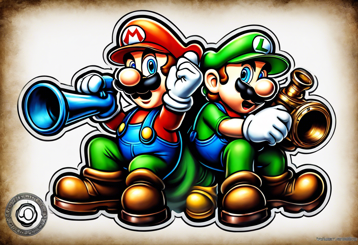 Mario and Luigi sucked down a plumbers pipe tattoo idea