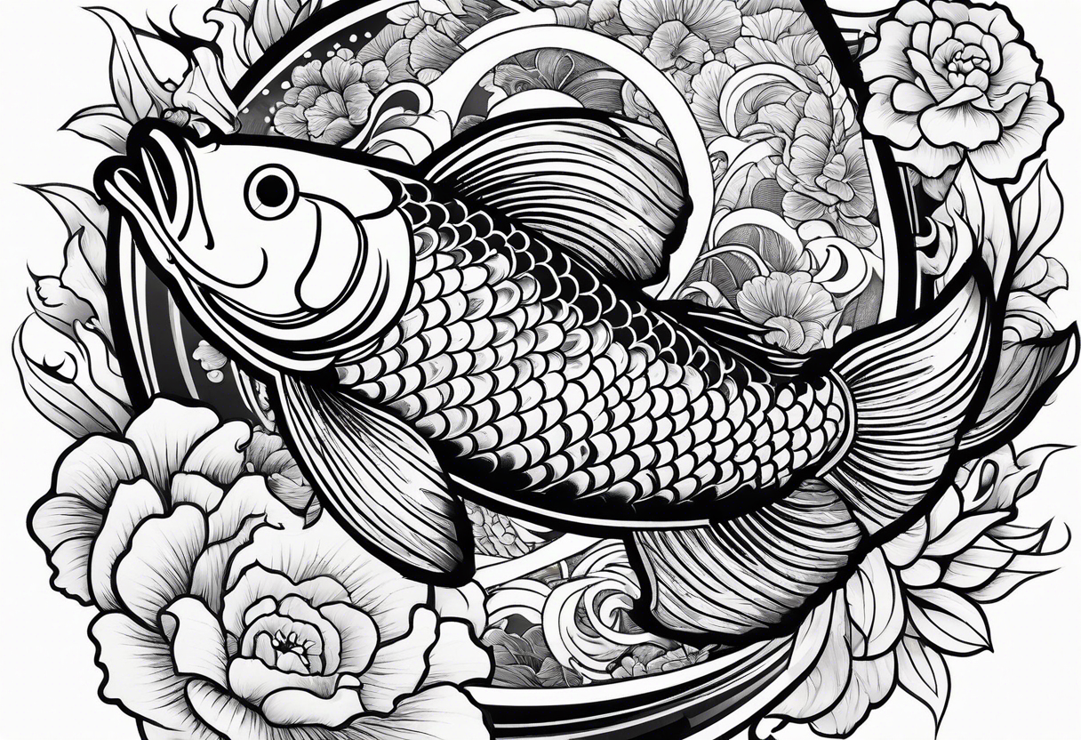 japanese  koi fish  from above tattoo idea