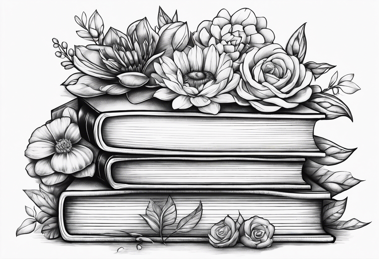 Portal
 stack of books flowers tattoo idea