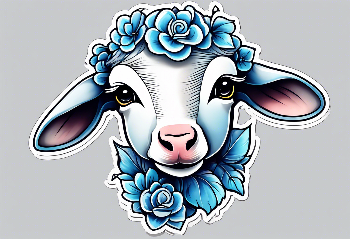 Pastel blue Lamb tattoo idea