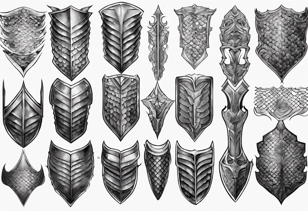 Dragonscale Leg armor symmetrical tattoo idea